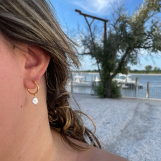 Dangling Pearls Hoop Earrings