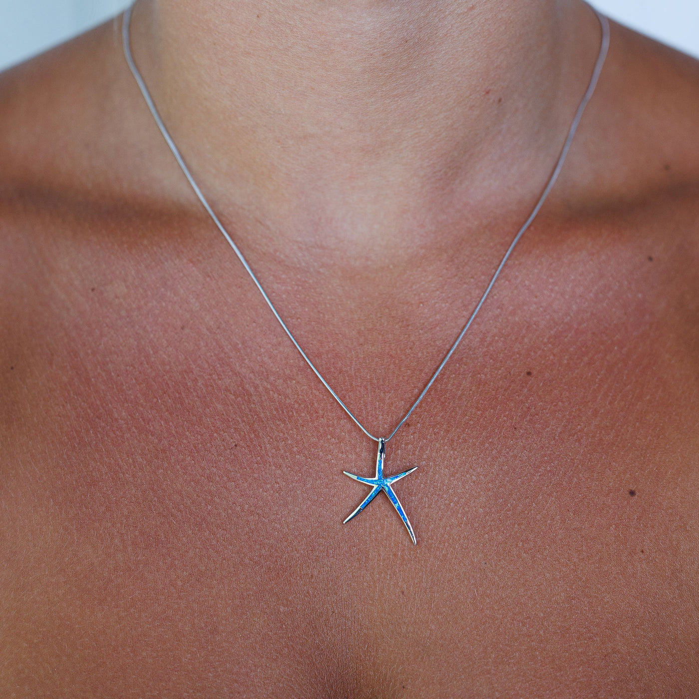 Fiery Opal Starfish Pendant Necklace
